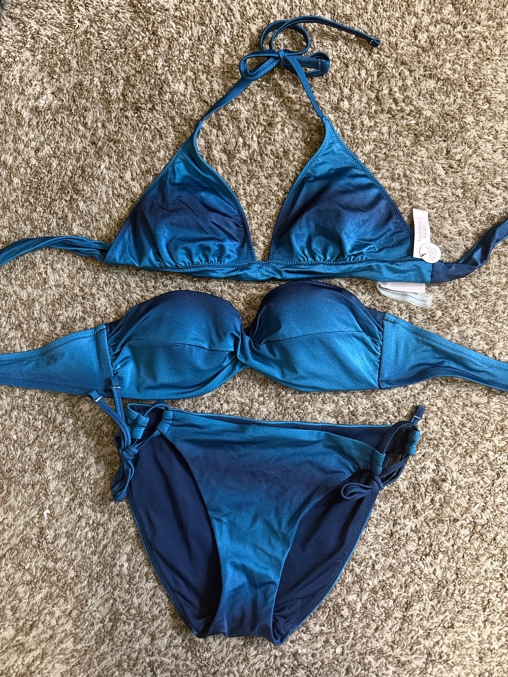 Victoria's Secret Blue Ombre Bikini Set - Two Tops + Bottoms